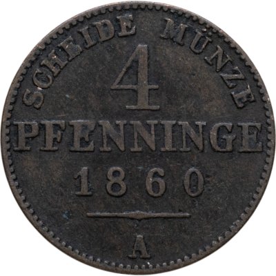 купить Германия, Пруссия 4 пфеннига 1860