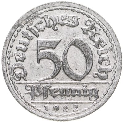 купить Германия (Веймарская республика) 50 пфеннигов 1922 "G" — Карлсруэ