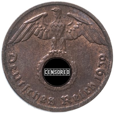 купить Германия, Третий рейх 1 рейхспфенниг (reichspfennig) 1939, знак монетного двора "G" - Карлсруэ