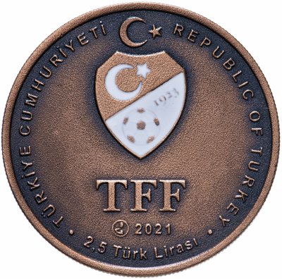 купить Турция 2,5 лиры 2021 "Футбольный клуб Бешикташ Стамбул" с сертификатом (Тираж 1903 штуки)