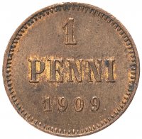 Купить 1 пенни (penni) 1909, монета для Финляндии
