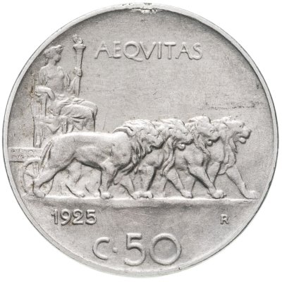 купить Италия 50 чентезимо (centesimi) 1925