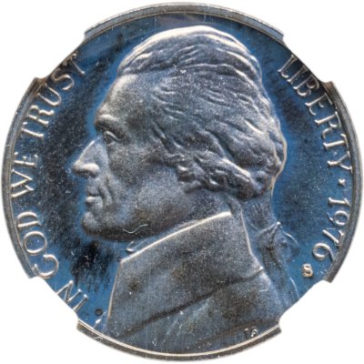 купить США 5 центов (cents) 1976 S Proof "Jefferson Nickel (Джефферсон)" в слабе DNC PF67