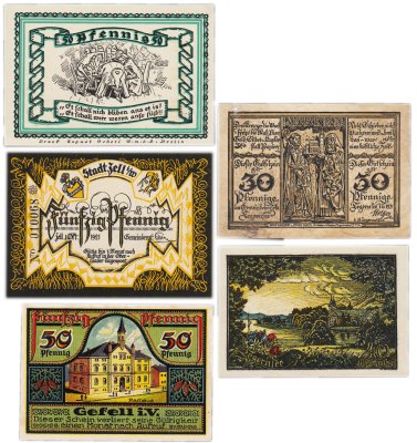 купить Германия (разные земли) набор из 5 нотгельдов 1920-1923