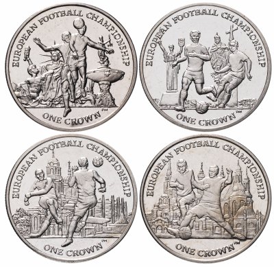 купить Остров Мэн набор 4 монеты 1 крона (crown) 2012 Чемпионат Европы по футболу 2012