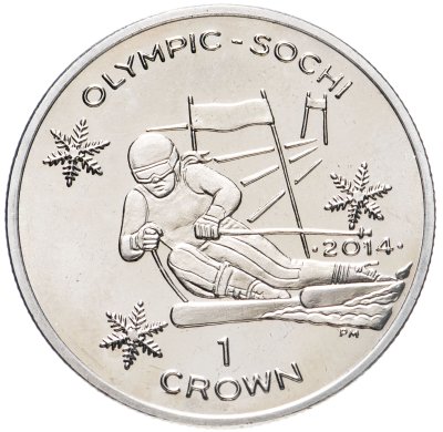 купить Остров Мэн 1 крона (crown) 2014 XXII зимние Олимпийские Игры, Сочи 2014 - Горнолыжный спорт