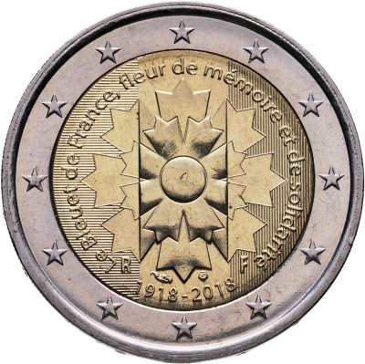 купить Франция 2 евро (euro) 2018 "100 лет со дня окончания Первой мировой войны (Василёк Франции)"