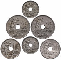 Купить Бельгия набор монет 1910-1932 (6 штук, VF-XF) Альберт I