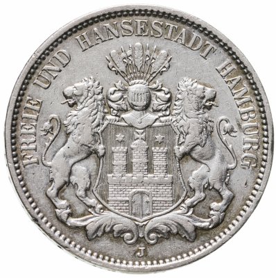 купить Германская империя, Гамбург 3 марки 1912 J