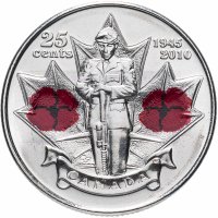 Купить Канада 25 центов (cents) 2010 "65 лет победе во Второй Мировой войне"