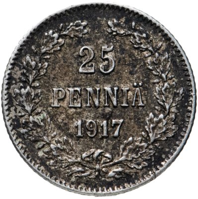 купить 25 пенни 1917 S гербовый орел с коронами, монета для Финляндии