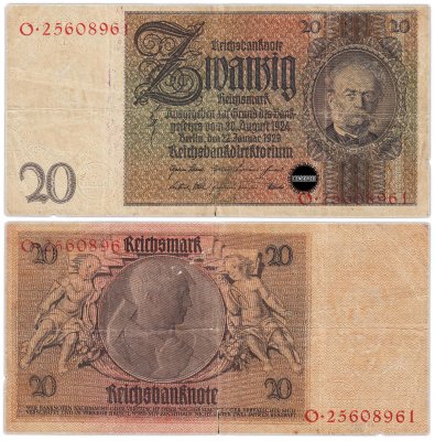 купить Германия 20 рейхсмарок 1933 (Pick 181)