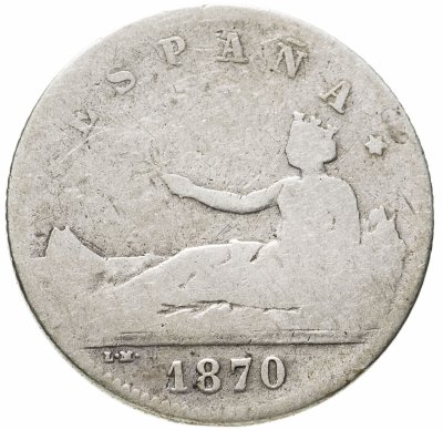 купить Испания 1 песета (peseta) 1870