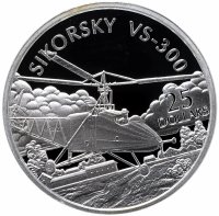 Купить Соломоновы острова 25 долларов 2003 "Вертолет Vought-Sikorsky VS-300"