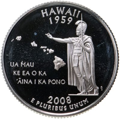 купить США 25 центов (квотер, 1/4 доллара, quarter dollar) 2008 S Proof Гавайи (Hawaii)
