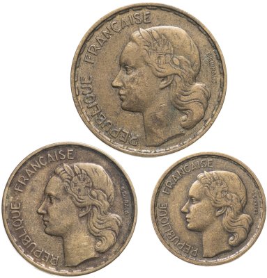 купить Франция набор из 3 монет 10, 20 и 50 франков 1951-1952