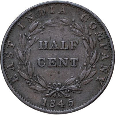 купить Стрейтс Сетлментс 1/2 цента (cent) 1845
