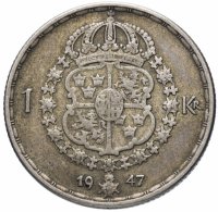 купить Швеция 1 крона (krona) 1947