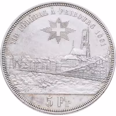 купить Швейцария 5 франков 1881 Стрелковый фестиваль в Фрайбурге