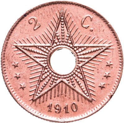 купить Бельгийское Конго 2 сантима (centimes) 1910