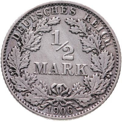 купить Германия 1/2 марки (mark) 1906, знак монетного двора: "E" - Мульденхюттен