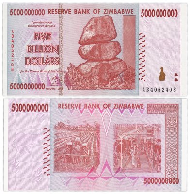 купить Зимбабве - 5000000000 (5 миллиардов ) долларов 2008 "Трактор.Скотоводство" Pick 84