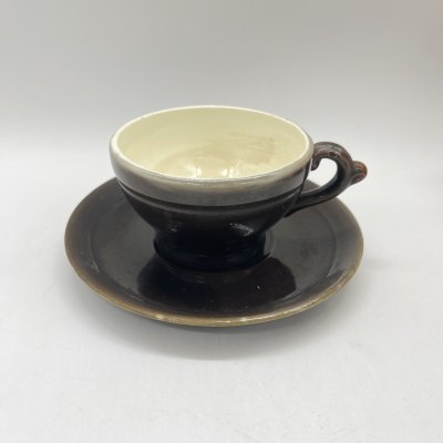 купить Чайная пара в монотонной расцветке, керамика, глазурь, Конаковский фаянсовый завод им. М.И. Калинина (ЗиК Конаково), СССР, 1960-1990 гг.