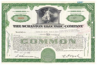 купить Акция США The SCRANTON ELECTRIC COMPANY 1946- 1953 гг.