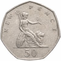 Купить Великобритания 50 новых пенсов 1969-1981