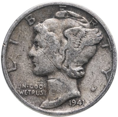купить США 10 центов (дайм, one dime) 1941 Mercury Dime (дайм «Меркурий»)