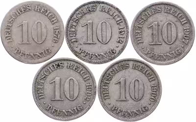 купить Германия набор из 5 монет 10 пфеннигов 1876-1912