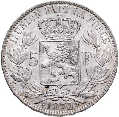 купить Бельгия 5 франков 1870