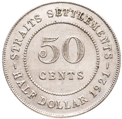купить Стрейтс Сетлментс 50 центов (cents) 1921