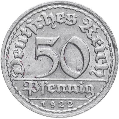 купить Германия (Веймарская республика) 50 рейх пфеннигов 1922 "D"