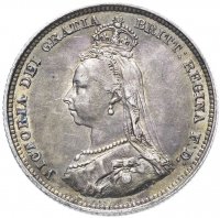 Купить Великобритания 6 пенсов (pence) 1887 Герб на реверсе