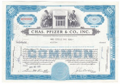 купить Акция США - Chas Pfizer & Co.. Inc. 1951- 1959 гг.