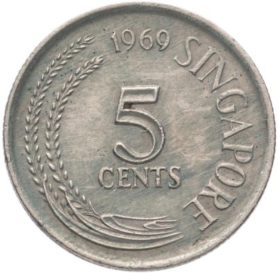 купить Сингапур 5 центов 1969