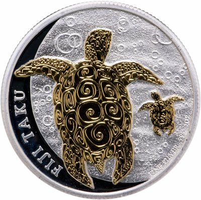 купить Фиджи 1 доллар 2012 "Черепаха Таку позолоченная" в упаковке с сертификатом