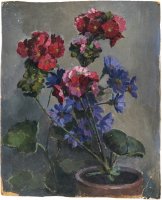 Купить Картина "Цветы", картон, масло, художник И.В.Владимиров, СССР, 1950-1970 гг.