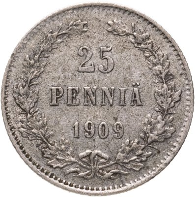 купить 25 пенни 1909 L, монета для Финляндии