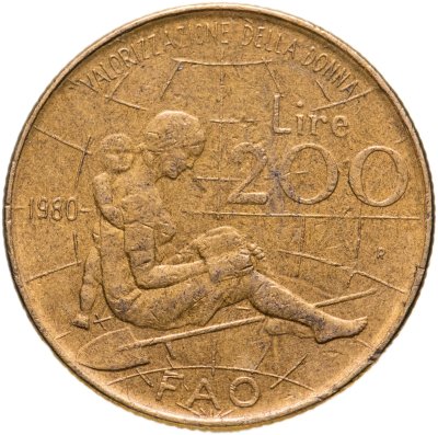 купить Италия 200 лир 1980 "ФАО - Международный женский год"