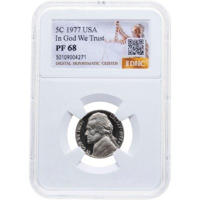 купить США 5 центов (cents) 1977 S "Jefferson Nickel (Джефферсон)" в слабе DNC PF68