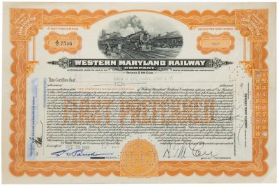 купить Акция США Western Maryland Railway Company, 1950-1955 гг.