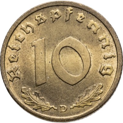 купить Германия (Третий рейх) 10 рейхспфеннигов (reichspfennig) 1939 D