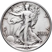 Купить США 50 центов (1/2 доллара, half dollar) 1945 "Шагающая свобода"
