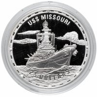 Купить Соломоновы острова 25 долларов (dollars) 2005 Proof "Легендарные боевые корабли: Линкор "Миссури" (USS Missouri)"