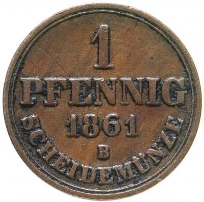купить Германия, Ганновер 1 пфенниг (pfennig) 1861 В
