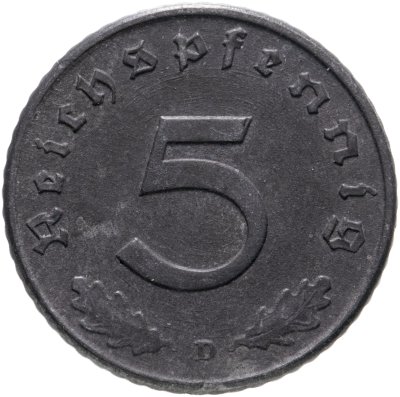 купить Германия, Третий рейх 5 рейхспфеннигов (reichspfennig) 1943, знак монетного двора: "D" - Мюнхен