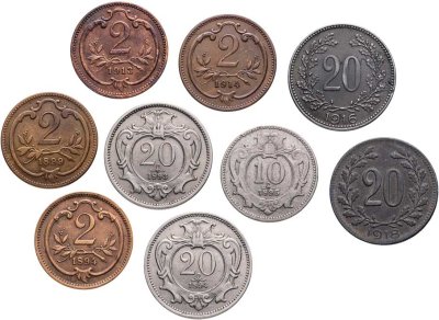 купить Австрия (Австро-Венгрия) набор из 9 монет 1893-1918