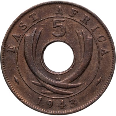 купить Британская Восточная Африка 5 центов (cents) 1943